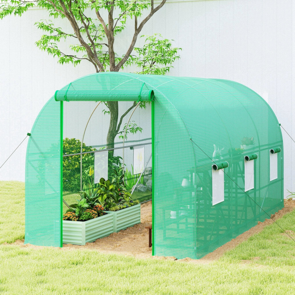 Serra Tunnel per Giardino con Finestre a Rete e Porta a Zip ¨C Zephmum ¨C Verde 4x2x2 m