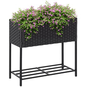 Vaso da fiori con scaffale ¨C zephmum ¨C Polyrattan metallo marrone 70x30x70