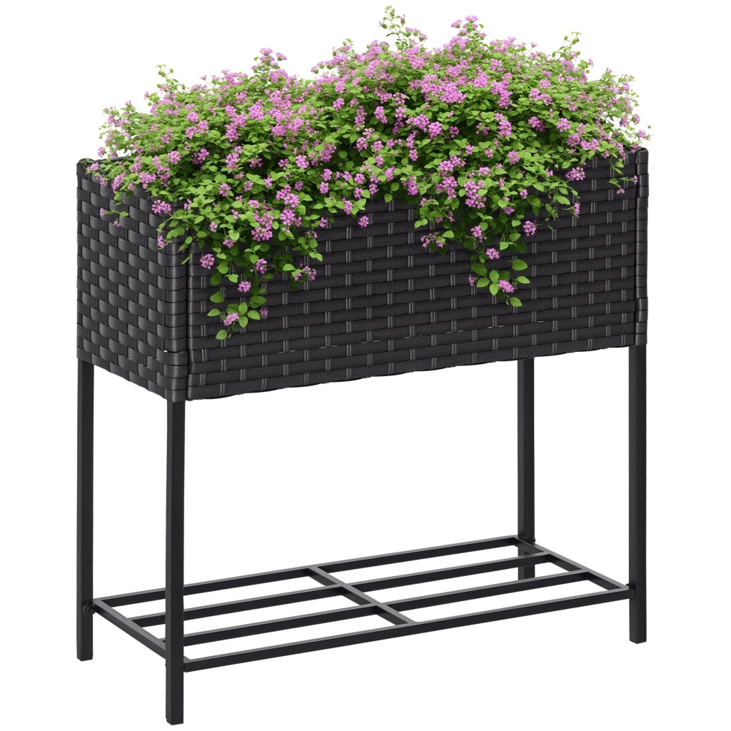 Vaso da fiori con scaffale ¨C zephmum ¨C Polyrattan metallo marrone 70x30x70