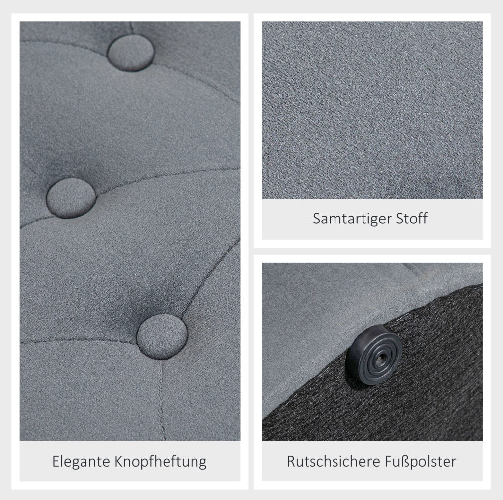 Pouf contenitore rotondo in poliestere grigio Ø60 x 40 cm