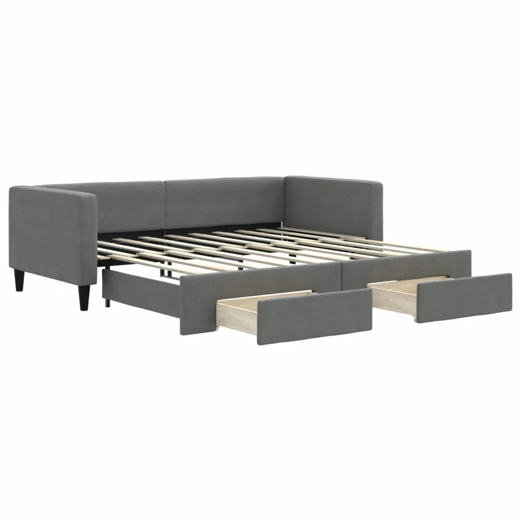 Divano Letto Estraibile Cassetti-Sofa Letto-Daybed Grigio Scuro 90x190cm Tessuto 944972