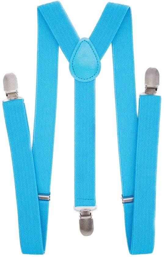 Bretelle per Uomo con 1 Pollice di Spessore - Flessibili - Y-Back - Tessuti Elastici - Colore Nero - Clip in Argento Laccato - Lunghezza 38 cm