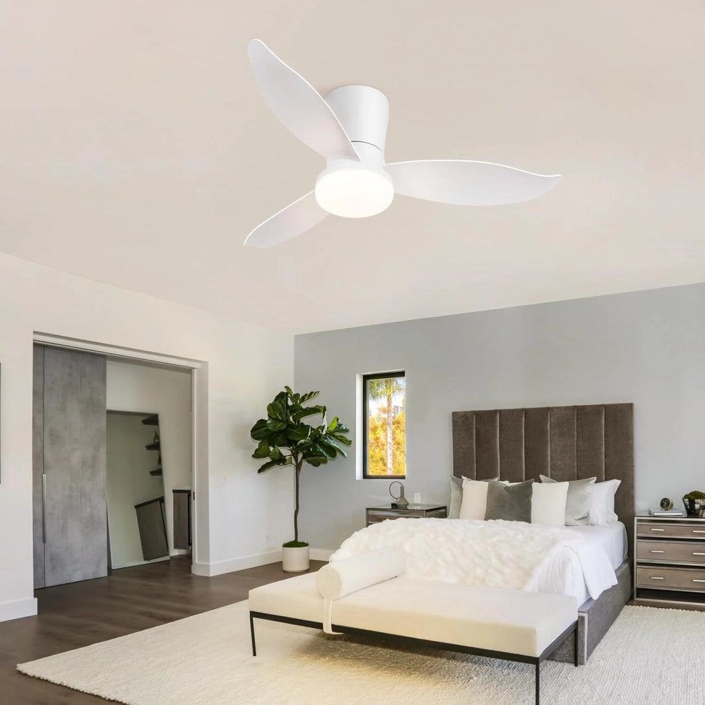 ZMH Ventilatore da Soffitto con Luce 3 Pale Silenziose Bianche Luminosità Regolabile 6 Velocità per Camera da Letto