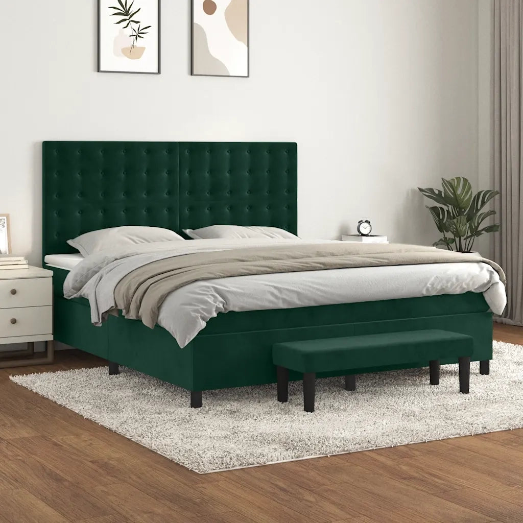 Giroletto a Molle con Materasso Verde Scuro 180x200 cm Velluto 3138100