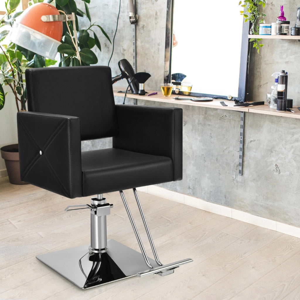 Sedia da barbiere con pompa idraulica pesante, Sedia da salone di bellezza con base galvanica portat 150kg Nero-Cura dei capelli