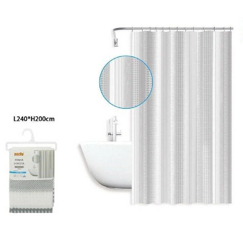 Trade Shop - Tenda Doccia Antimuffa Impermeabile 240 X 200 Cm Con Anelli Bagno 59812 -