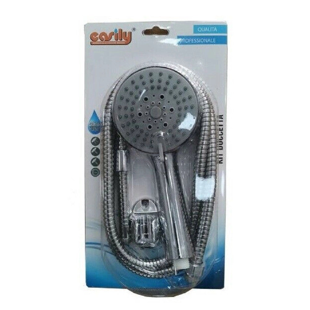 Trade Shop - Kit Bagno Doccetta Doccino Soffione Doccia Tondo Con Laccio 1,8 Mt Staffa 69084 -