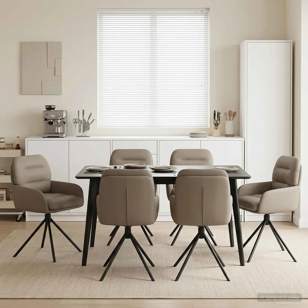 Sedie da pranzo girevoli 6 pcs Similpelle Cappuccino 3428269