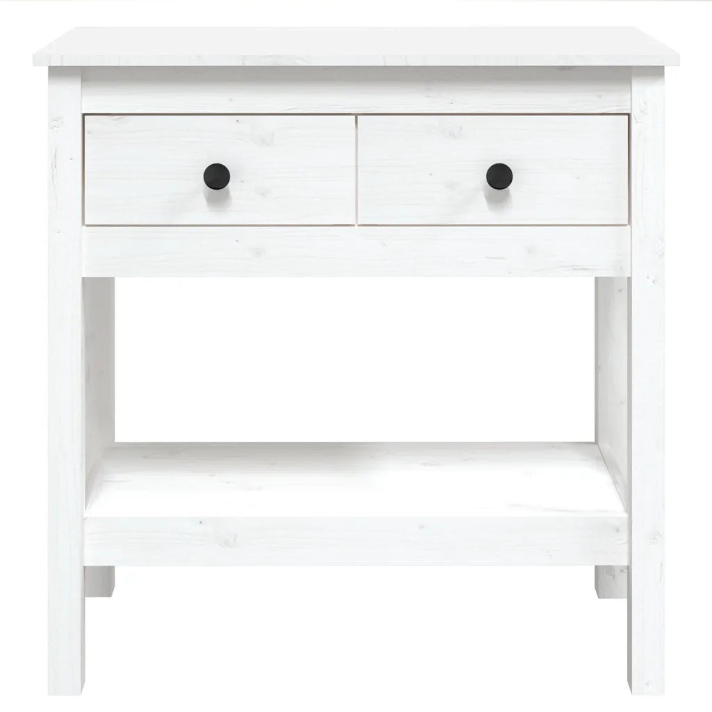 Tavolo Consolle Bianco 75x35x75 cm in Legno Massello di Pino cod mxl 14825