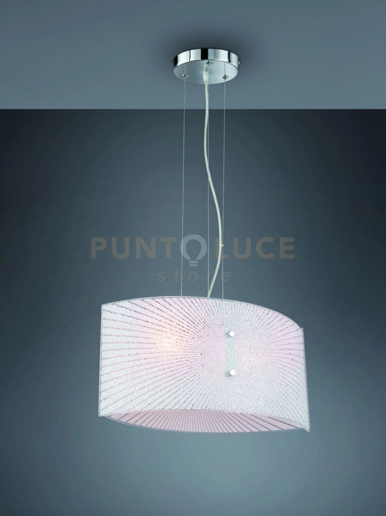 ELISA SOSPENSIONE DOPPIO VETRO DECORO E GRANIGLIA DI VETRO L. 40CM 2 LUCI ATTACCO E27
