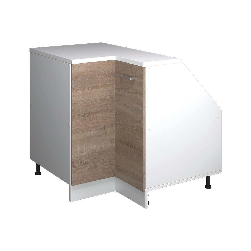 Mobile cucina angolare per sottotetto R-Line Sonoma/Bianco 75.6 cm con 1 porta, carcassa dell’armadio profondità 60 cm Vicco