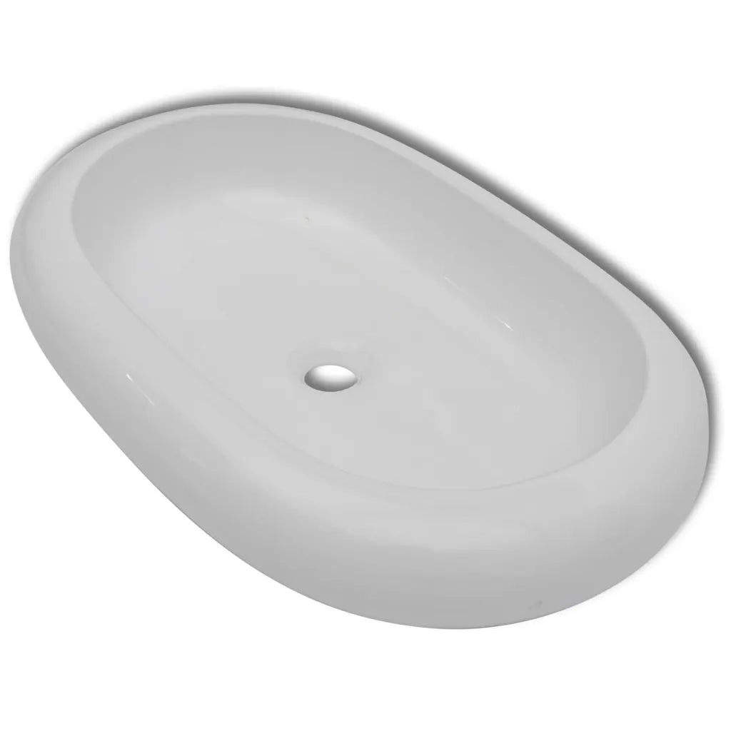 Lavello Bianco in Ceramica di Lusso Ovale 63 x 42 cm CFW7957776
