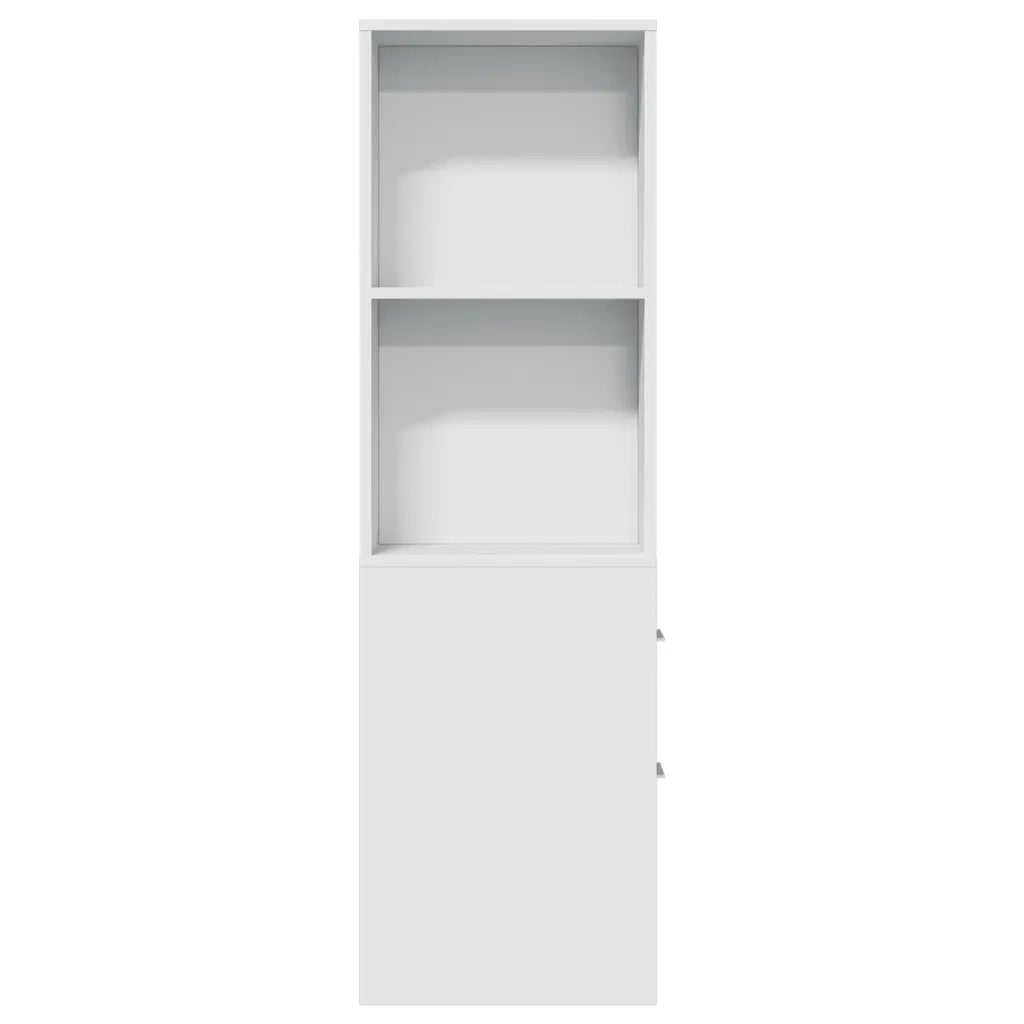 Armadietto da Bagno Stretto con Ruote Bianco in Truciolato 855295