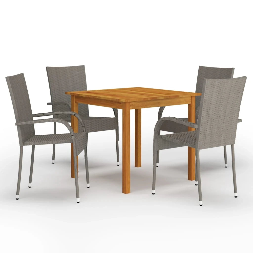 Set da pranzo da giardino per esterni 5 pezzi mobili grigi 02_0013786