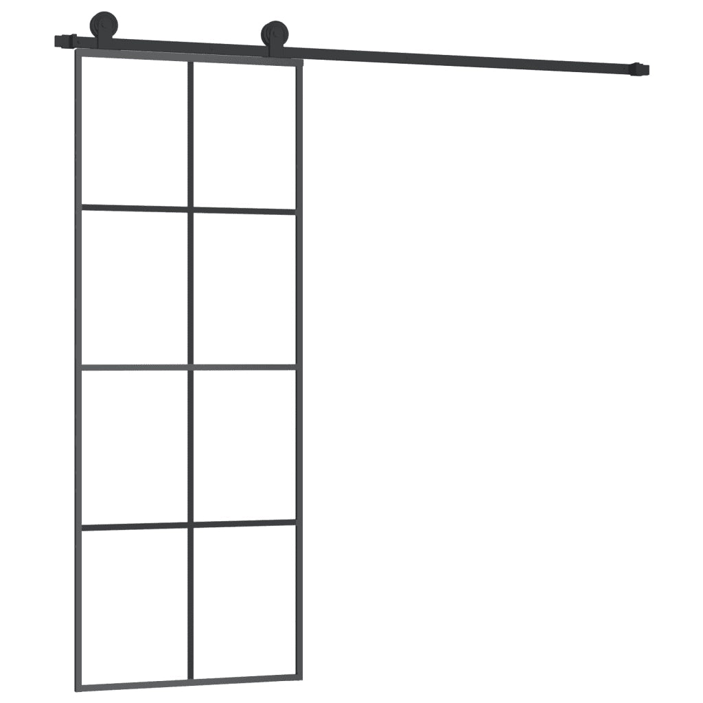 Porta Scorrevole con Ferramenta 76x205cm Vetro ESG Alluminiocod mxl 124160