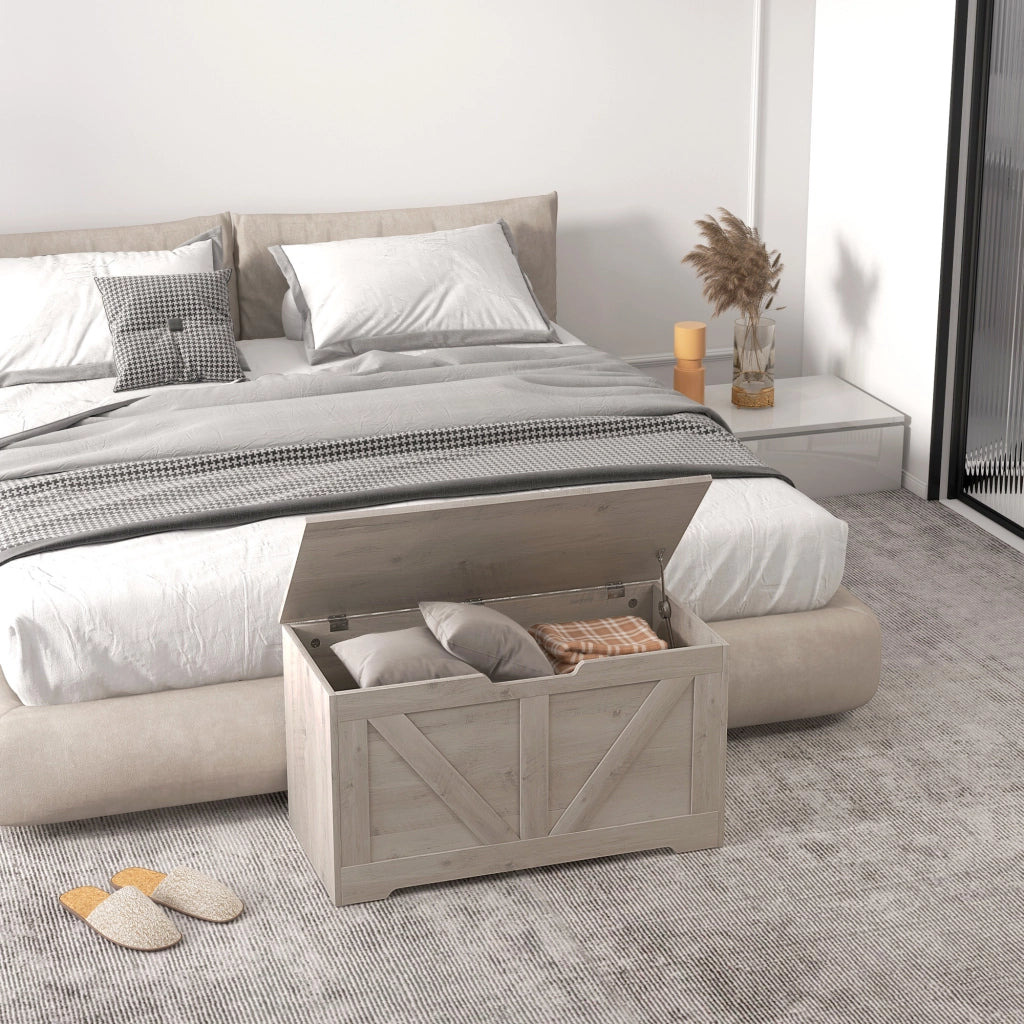 Coffre de Rangement Meuble d'Entrée Rustique 80x40x45cm Gris