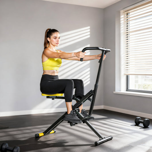 Macchina Total Crunch Pieghevole 57x105x115 cm con Seduta Regolabile in Metallo e Plastica Giallo