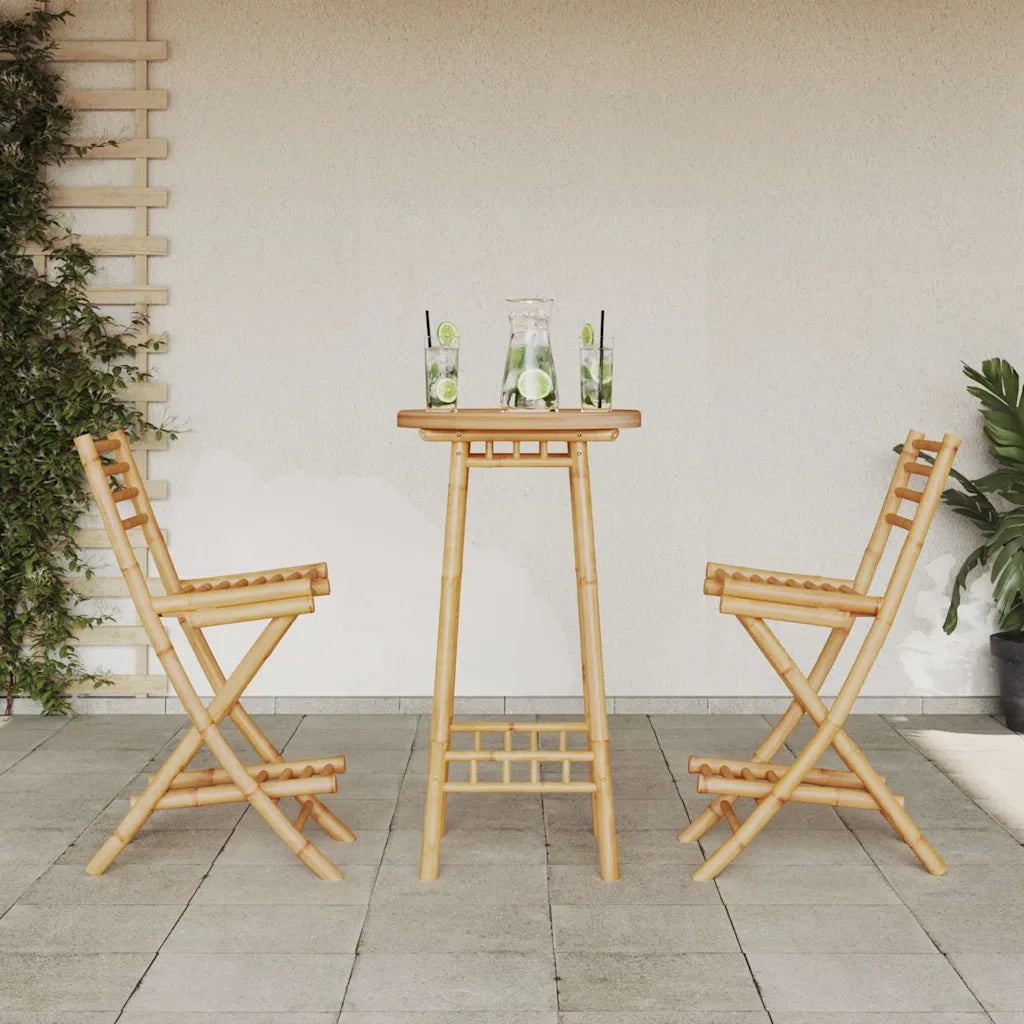 Set Bar da Esterno 3 pz Pieghevole in Bamb¨´ CFW1017137