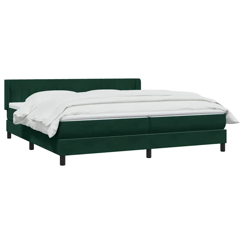 Giroletto a Molle con Materasso Verde Scuro 180x220 cm Velluto