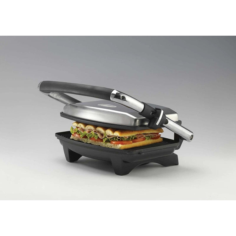 Piastra elettrica antiaderente - Per toast e sandwich - 1000W - Argento