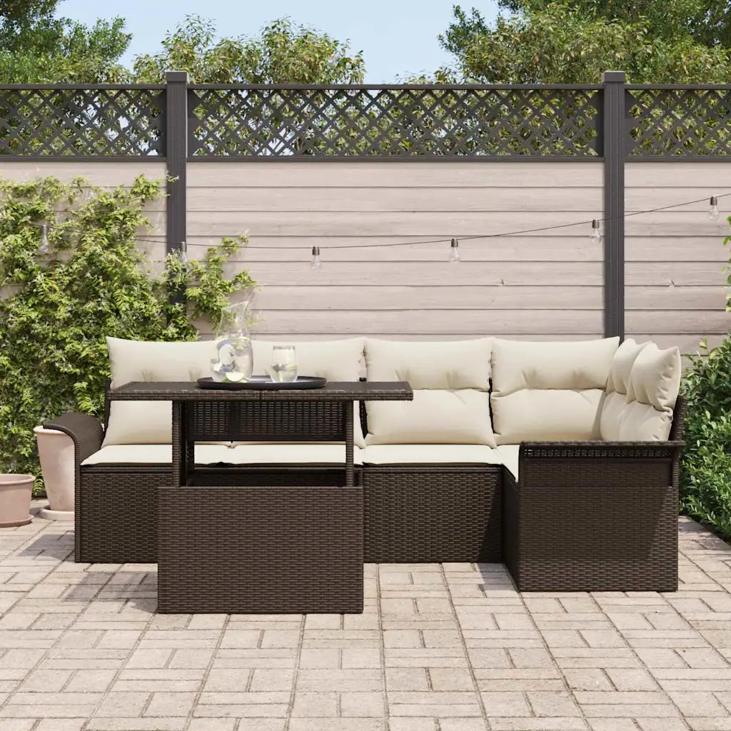 Set Divano da Giardino con cuscino 6 pcs Marrone polyrattan 3348284