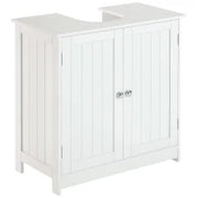 Mobile Sottolavabo per Bagno con Ripiano Regolabile, Mobiletto Sottolavabo con Intaglio a U e 2 Ante, Mobile Bagno Salvaspazio, Adatto a Lavabi con o Senza Colonna, 60x30x60 cm, Bianco