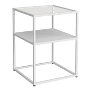 Tavolino con ripiano acciaio vetro temperato 55 x 40 x 40 cm bianco opaco 03_0010964