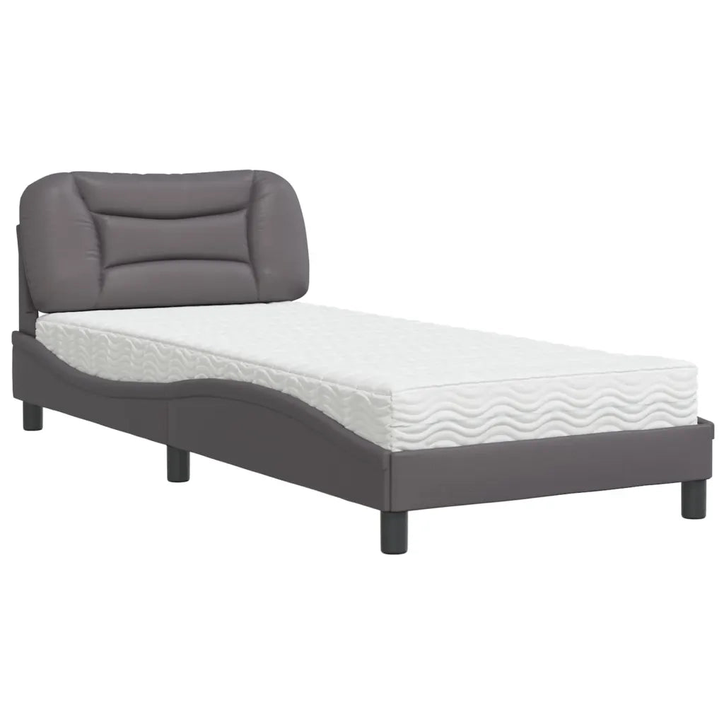Letto con Materasso Grgio 80x200 cm in Similpelle