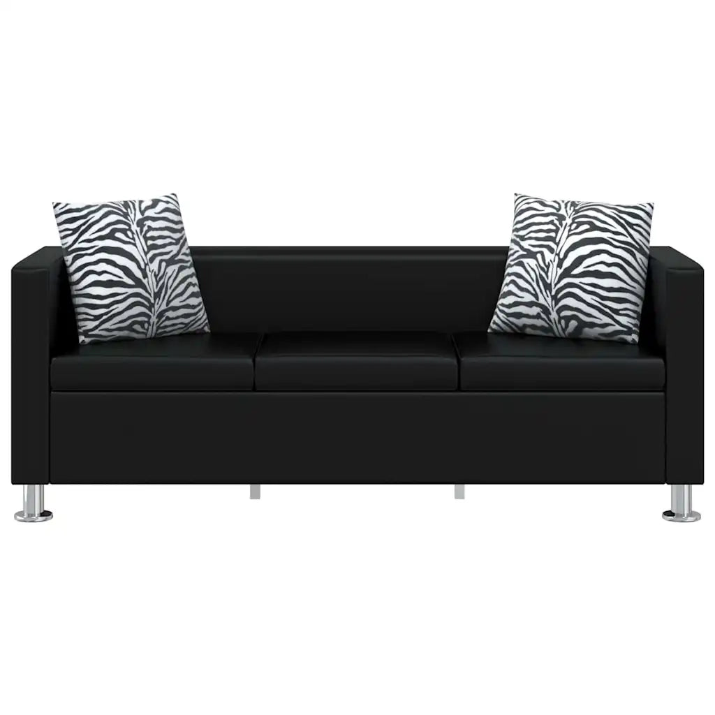 Divano | Divano da soggiorno | Sofa a 3 Posti in Similpelle Nero