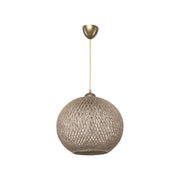 Lampada a sospensione con paralume in corda intrecciato beige Yumak MDL4746