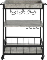 Trolley da Cucina - Lavello Riscaldabile - Carrello da Servire - Scaffale per Vino - RaccogliBottiglie - Pratico - Carrello da Cucina - Armadio da Cucina - MDF - Grigio - 80 x 40 x 90 cm