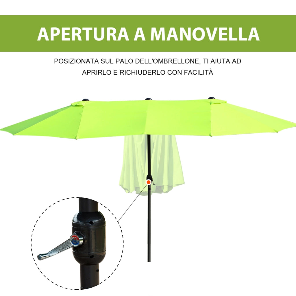 Ombrellone da Giardino Doppio ¨C zephmum ¨C Acciaio Poliestere Verde Chiaro 460x270x240cm