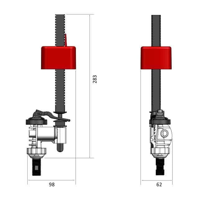 Galleggiante NANOTEK Universale - attacco basso - per cassette monoblocco - codolo 3/8"