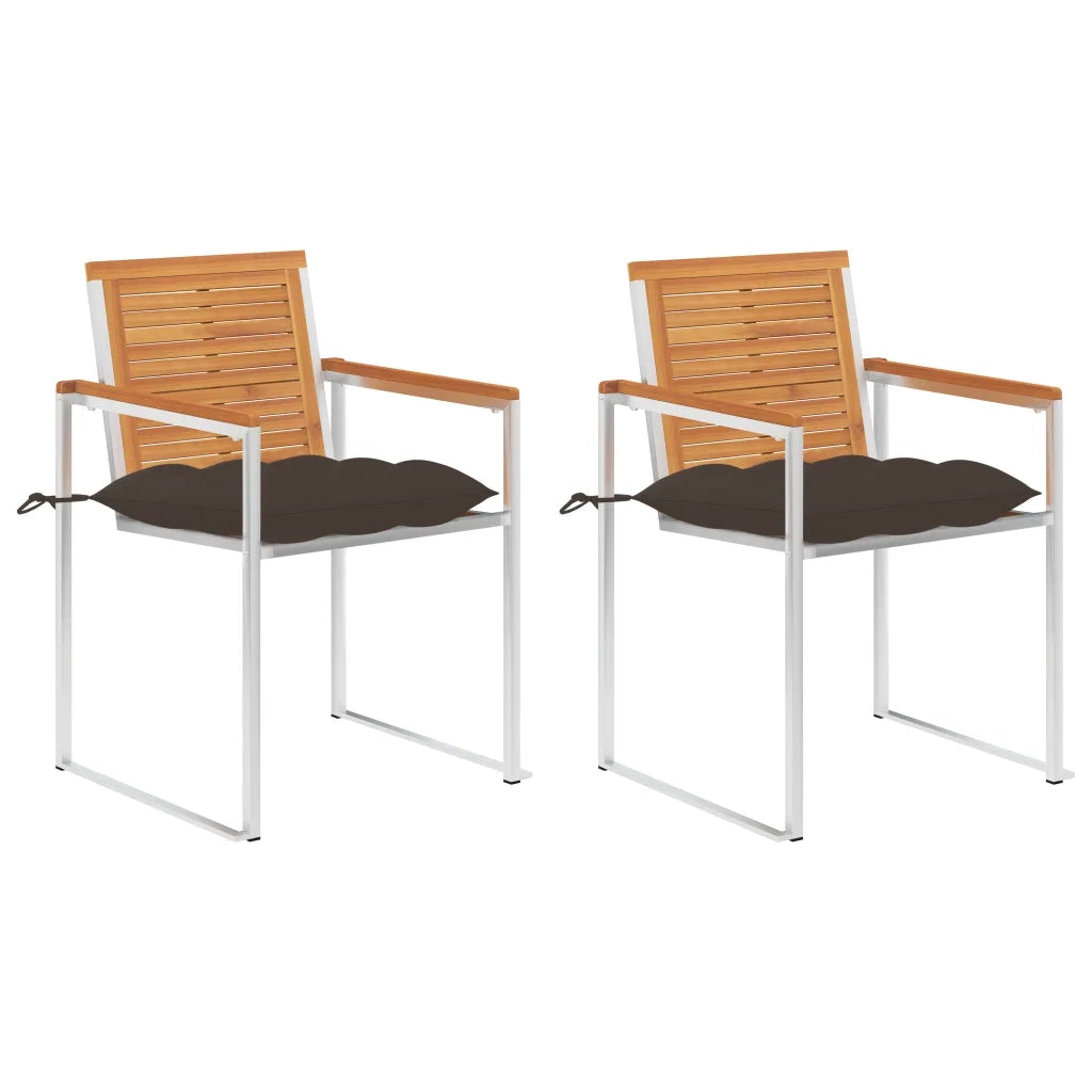 Sedie da Giardino 2 pz con Cuscini in Legno Acacia e Acciaio cod mxl 74525