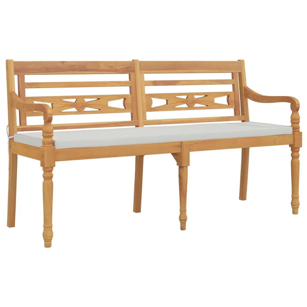 Panca da giardino mobili da esterno per patio terrazza con cuscino 150 x 51,5 x 84 cm legno massello di teak 02_0011035