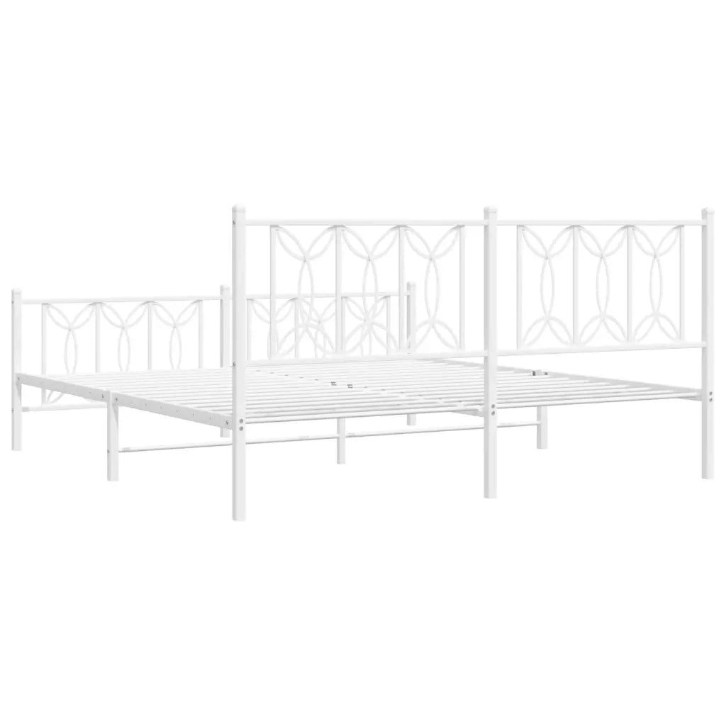 Giroletto con Testiera e Pediera Metallo Bianco 180x200 cm 376199