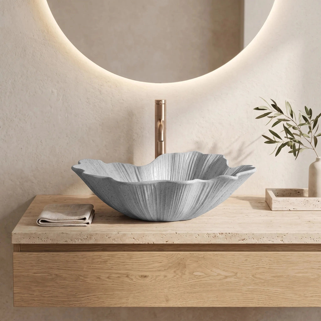 Lavabo Da Appoggio Rea Flower Grey