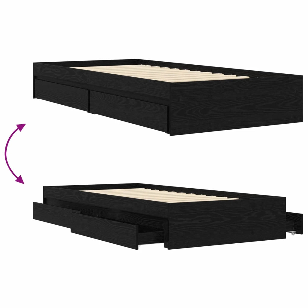 Telaio del letto con storage Rovere Nero 80 x 200 cm 3429595