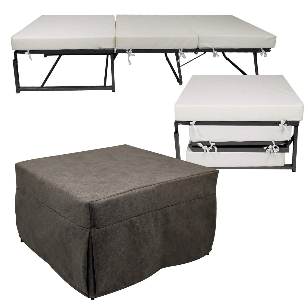 Pouf Letto Brandina con Materasso Pieghevole 78x78x47 cm Avalli Contract Marrone