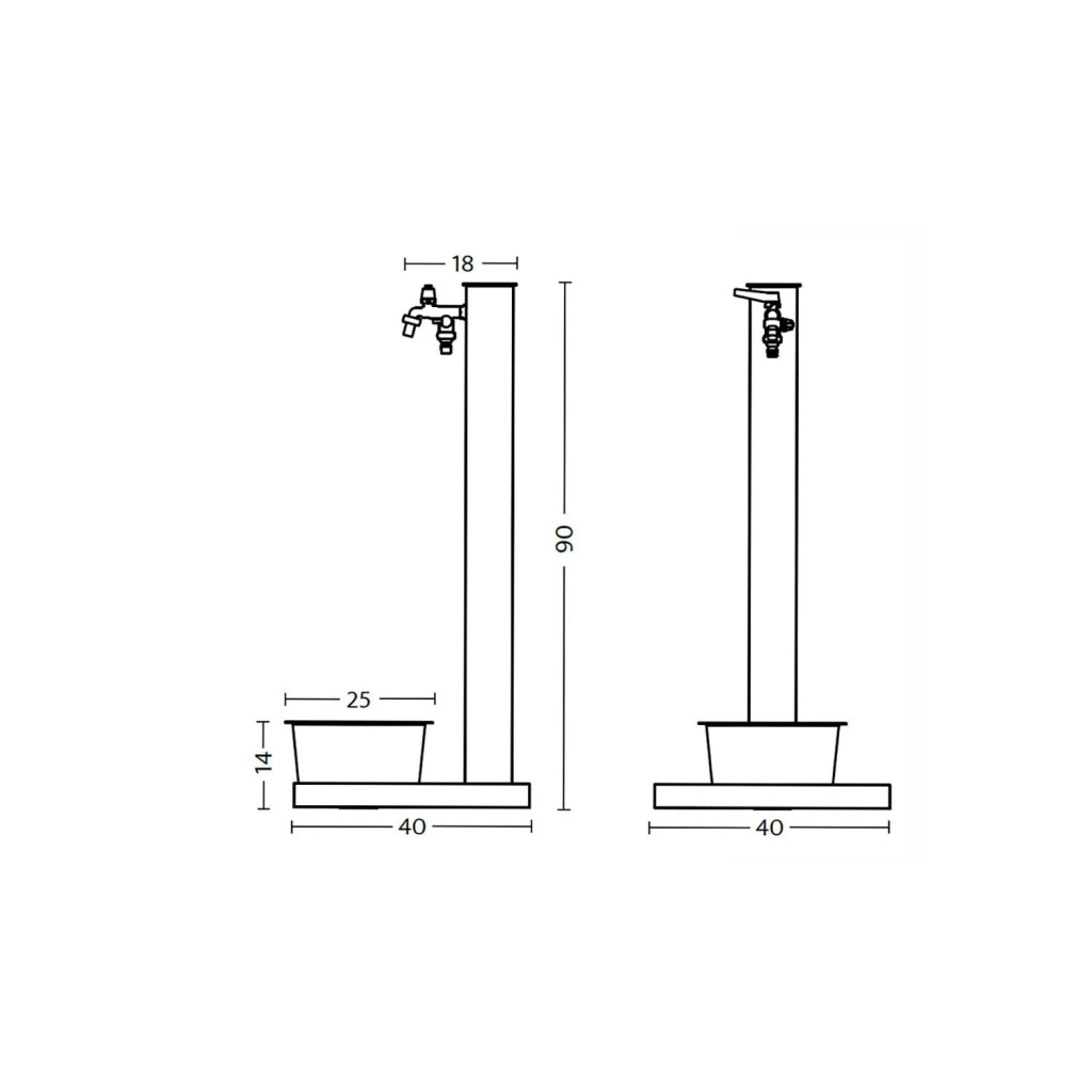 Fontana a Colonna Rubinetto Doppio in Ottone con Base e Vaschetta Abbeveratoio Belfer 42/REX-R Ruggine