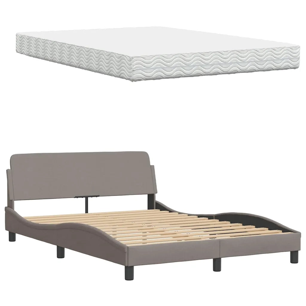 Letto con Materasso Tortora 120x200 cm in Tessuto 3310731
