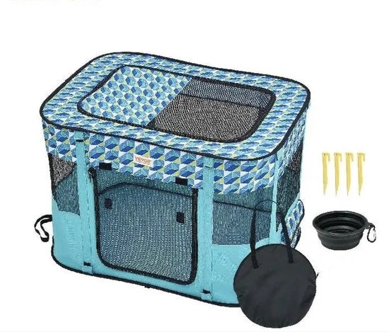 Porta gatti - Porta cani - Portatile - 600D Oxford - Ripiegabile - Quadrato - Recinzione per animali domestici - Chiuso - Per il trasporto - Blu chiaro - 81x56x61cm