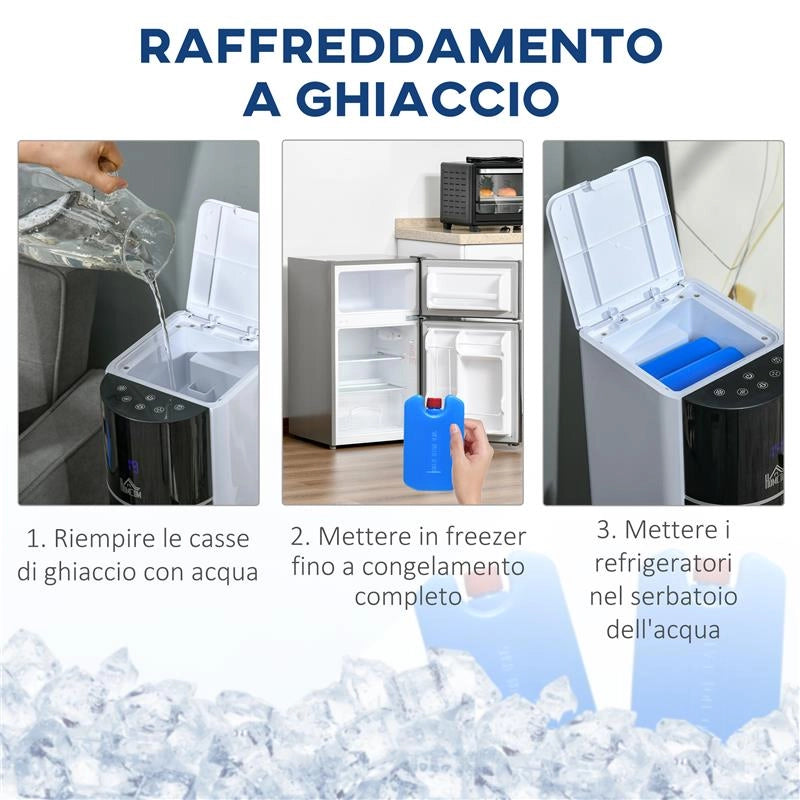 VENTILATORE RAFFRESCATORE EVAPORATIVO 3 MODALITÀ E 3 VELOCITÀ, TIMER, OSCILLAZIONE E TELECOMANDO, BIANCO