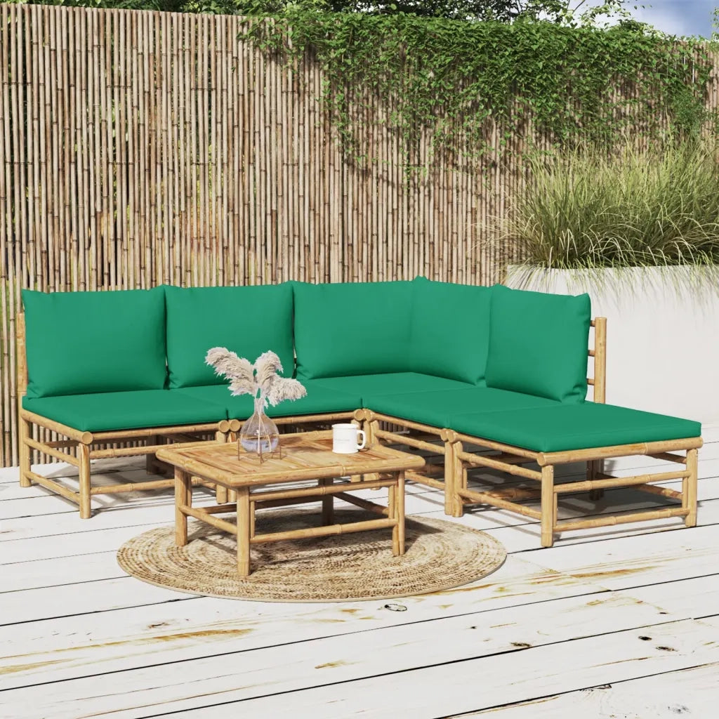 Set Salotto da Giardino 6pz con Cuscini Verdi BambÃ¹cod mxl 124201