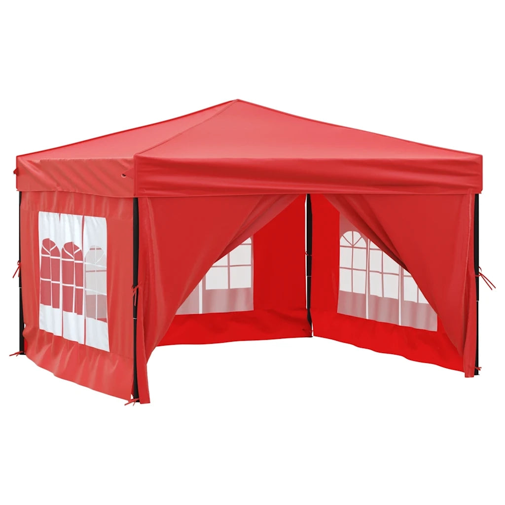 Tenda per Feste Pieghevole con Pareti Laterali-Tenda Gazebo Rosso 3x3 m 614694