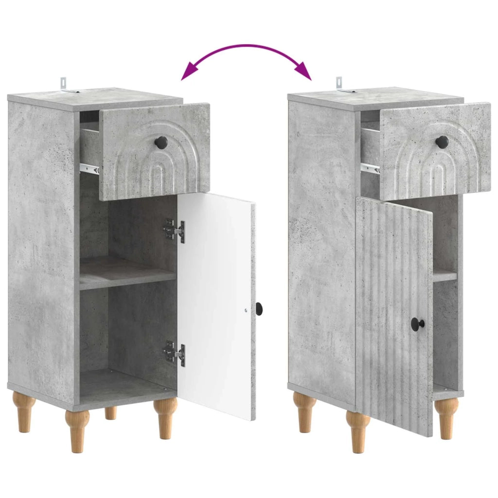 Mobiletto da Bagno ALKMAAR Grigio Cemento 30 x 31 x 80 cm 896168