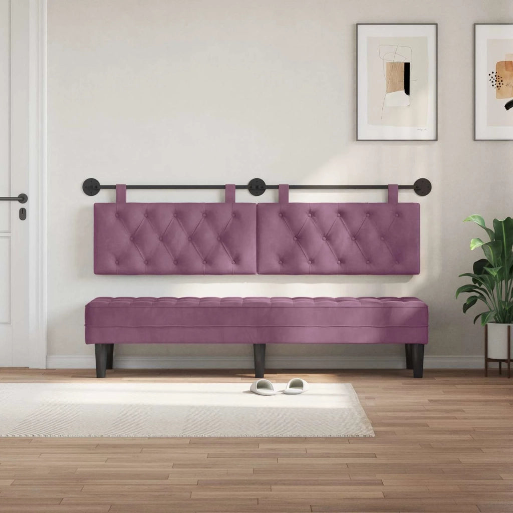 Testiera | Testata sospesa Con luce LED Viola Velluto