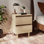 Comodini con Gambe Pino Massello 2 pz-Set di 2 Tavolino da notte Rovere Sonoma 40x35x50 cm
