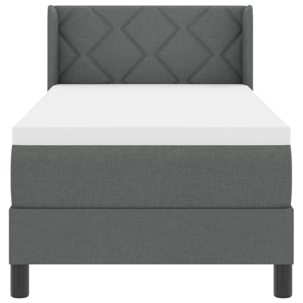 Letto con Box Spring  con Materasso Grigio Scuro 80x200 cm Tessuto