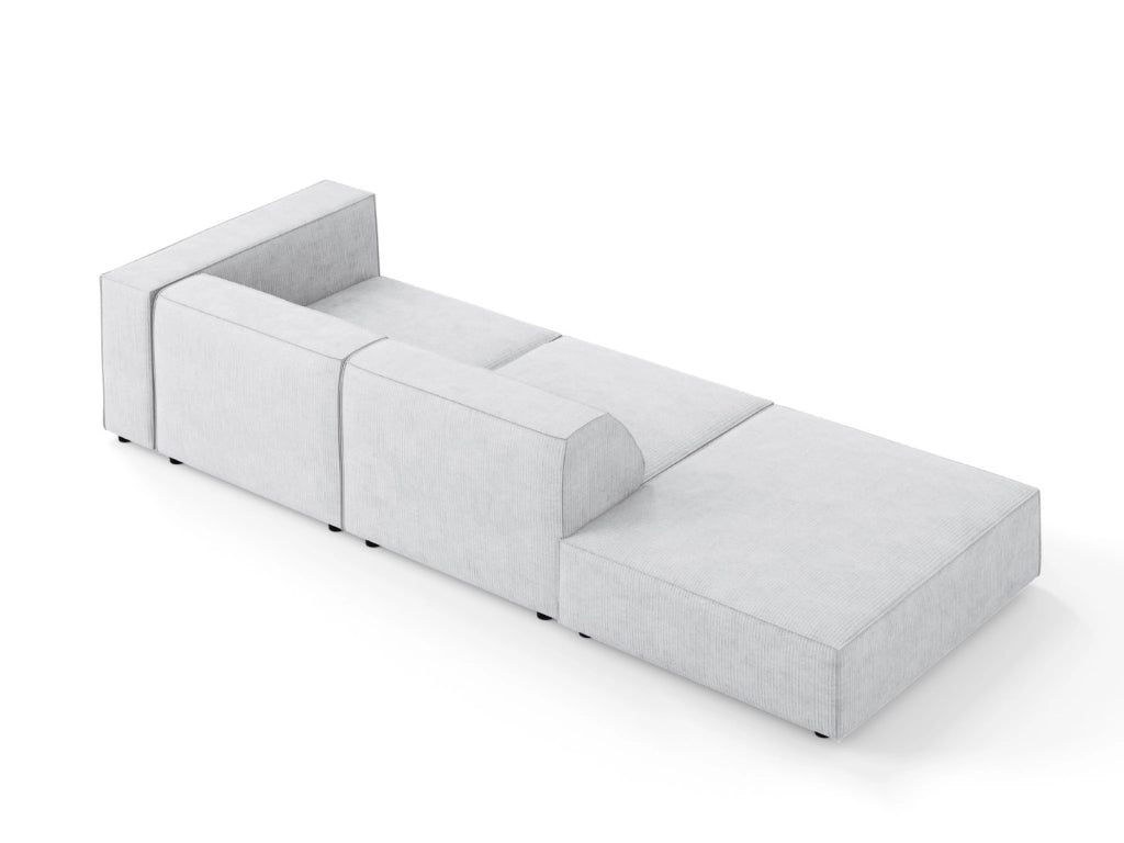 Cosmopolitan Design - Divano sinistro "Arendal" 4 posti in ciniglia con effetto a coste grigio chiaro 